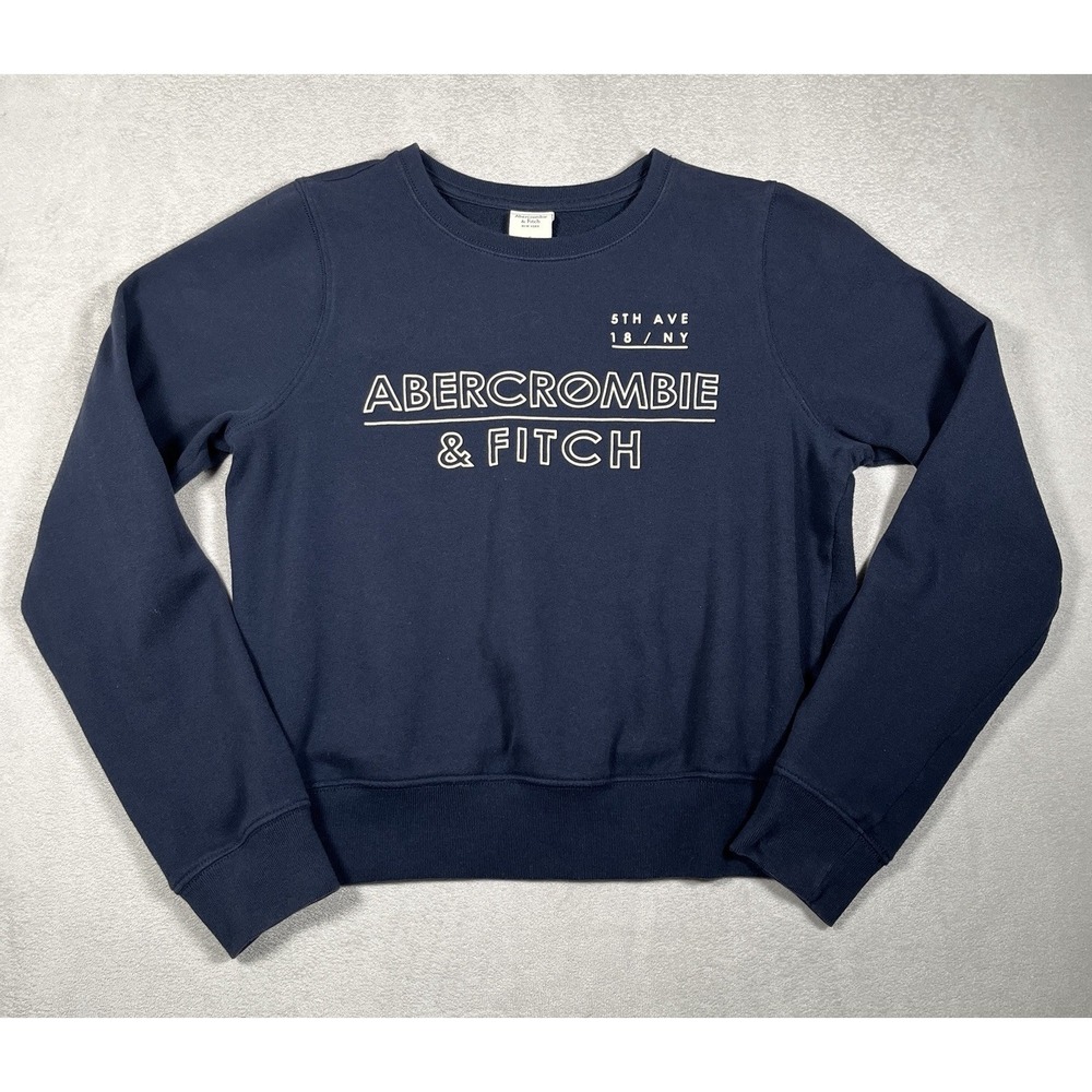 Abercrombie & Fitch Pullover‎ Sweatshirt Women S Navy Spell Out Retro Y2K